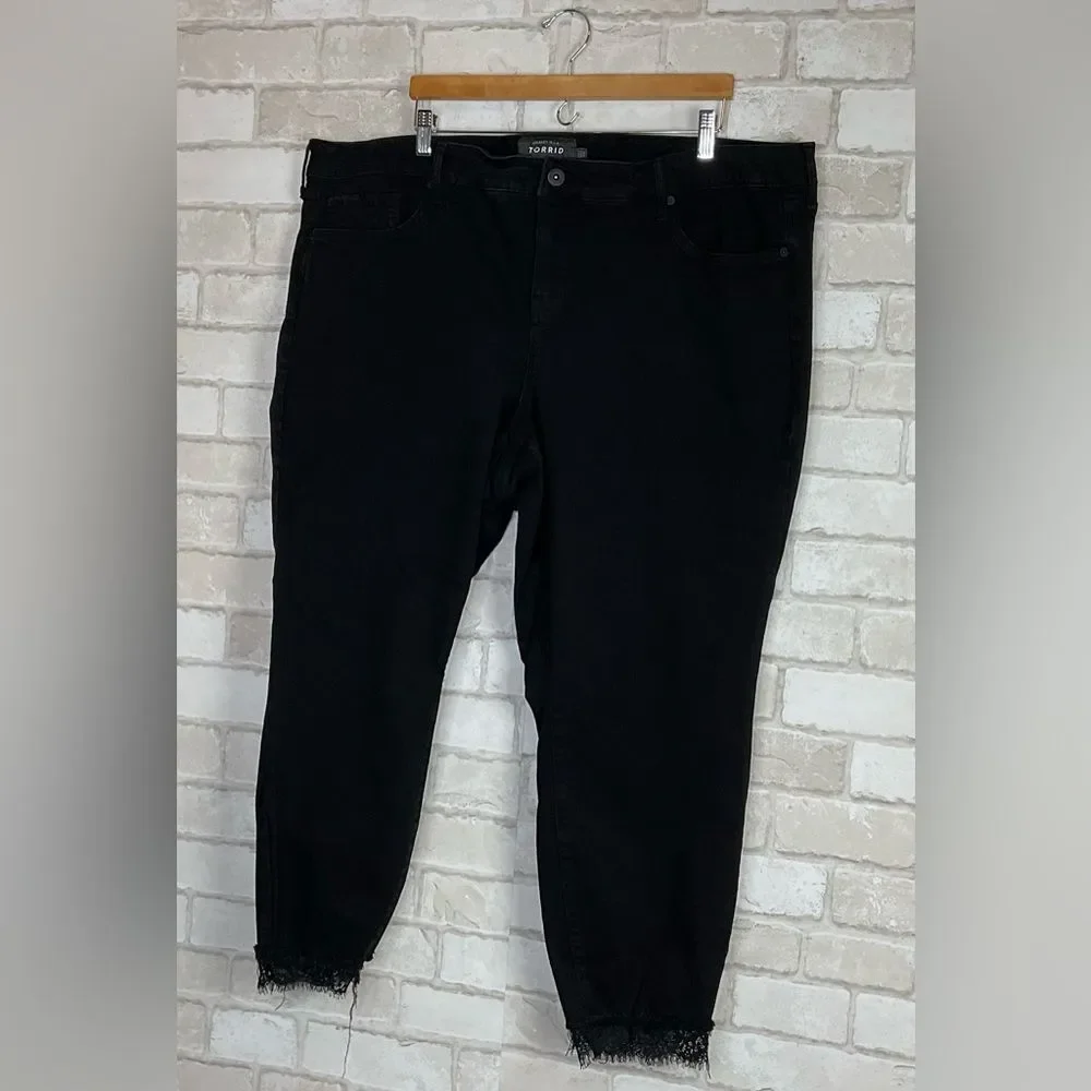 Torrid Premium Black Distressed Skinny Jeans Size 26T